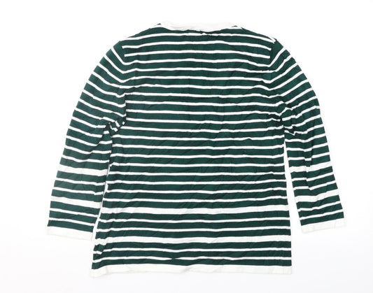Just Elegance Womens Green Striped Pullover Jumper Size M