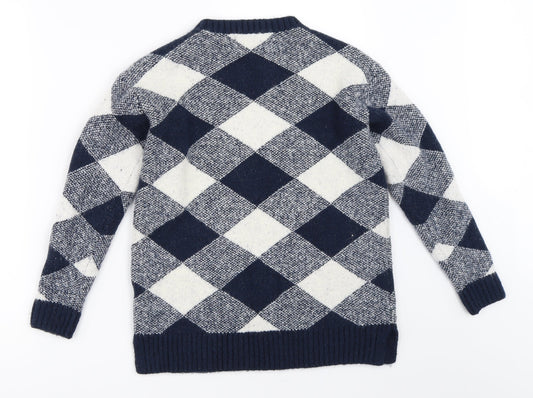 Marks and Spencer Womens Blue Argyle/Diamond Pullover Jumper Size S