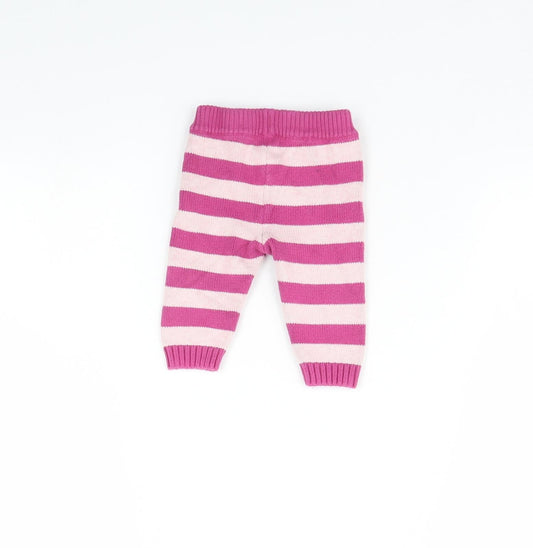 John Lewis Girls Purple Striped Jogger Trousers Size 0-3 Months