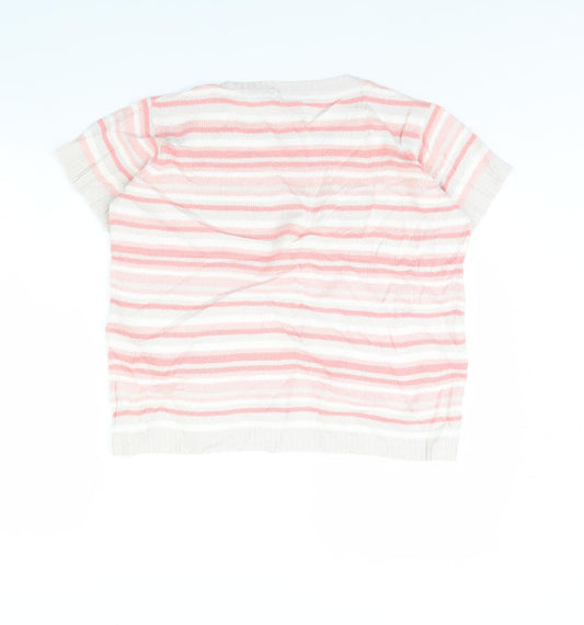 EWM Womens Pink Striped Pullover Jumper Size M