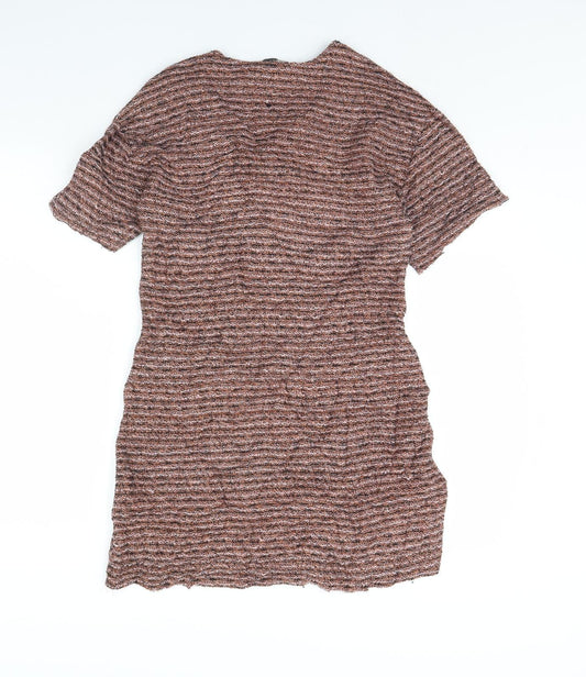 Zara Womens Brown Striped Mini Size S