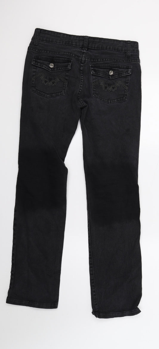 Mado Womens Black Denim Straight Jeans Size L L29 in