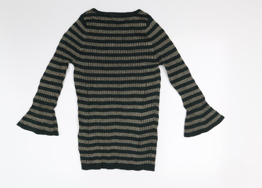 NEXT Womens Green Striped Pullover Jumper Size 14