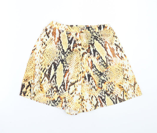 Boohoo Womens Orange Animal Print Hot Pants Shorts Size 8