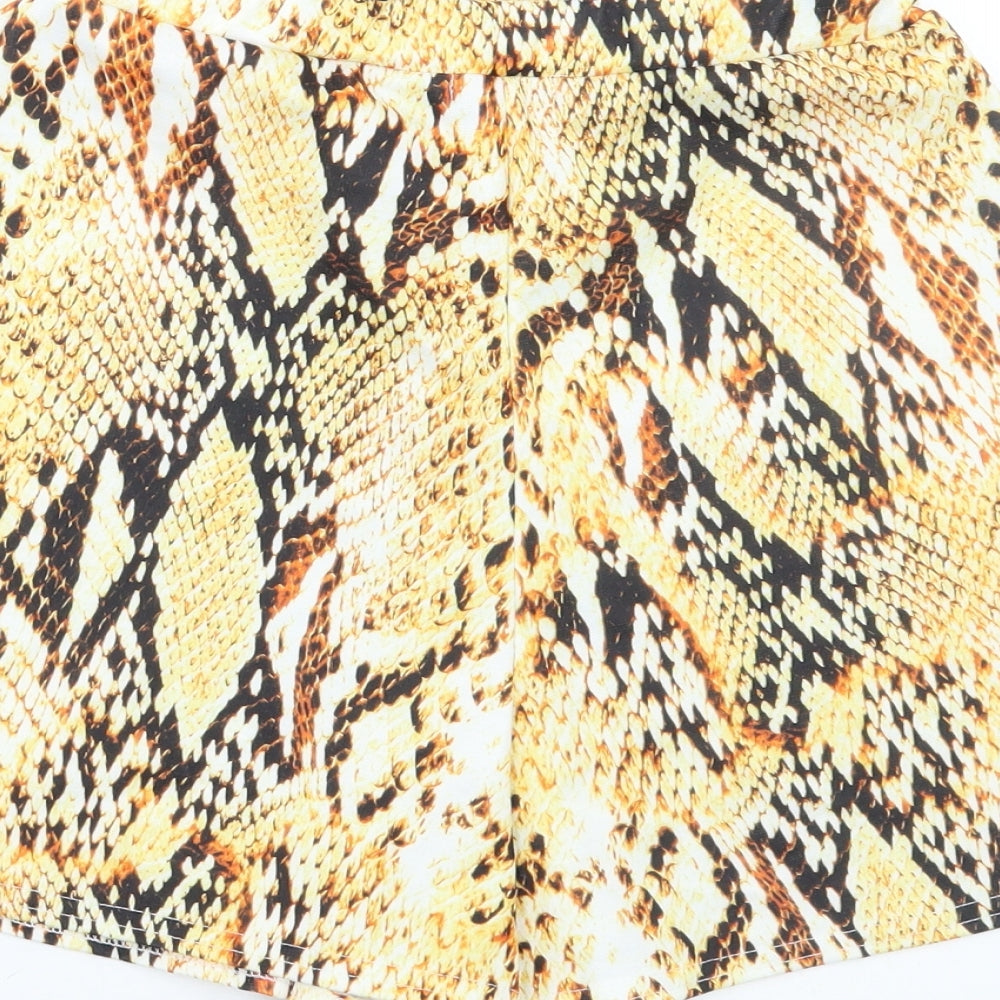 Boohoo Womens Orange Animal Print Hot Pants Shorts Size 8