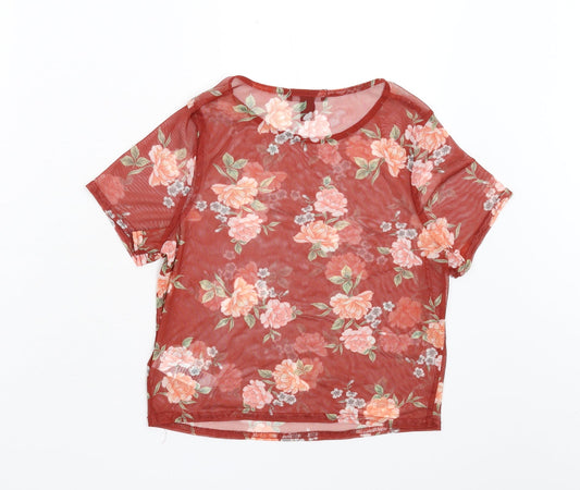 New Look 915 Girls Orange Floral Basic Blouse Size 10-11 Years