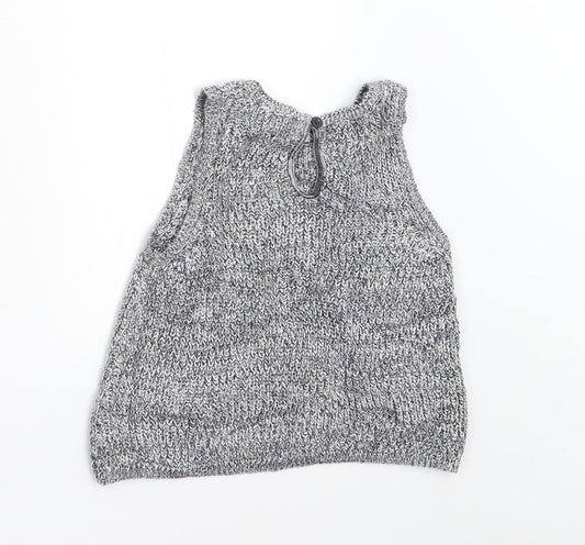M&S Girls Grey Knit Pullover Jumper Size 3-4 Years