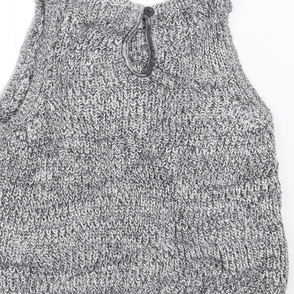 M&S Girls Grey Knit Pullover Jumper Size 3-4 Years