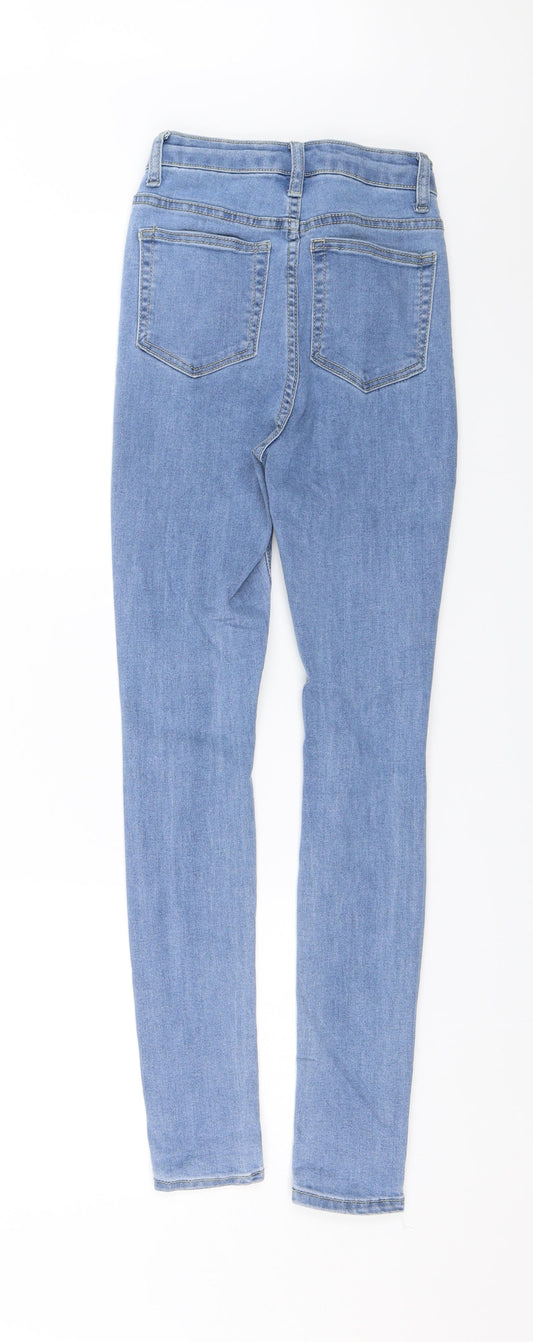 PRETTYLITTLETHING Womens Blue Denim Skinny Jeans Size 4 L27 in