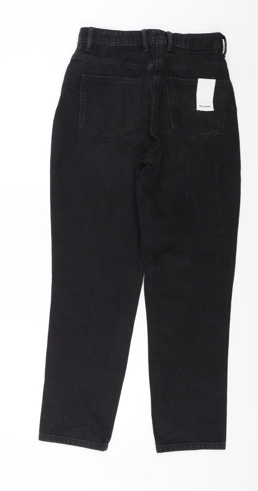 COLLUSION Womens Black Denim Mom Jeans Size 28 in L27 in