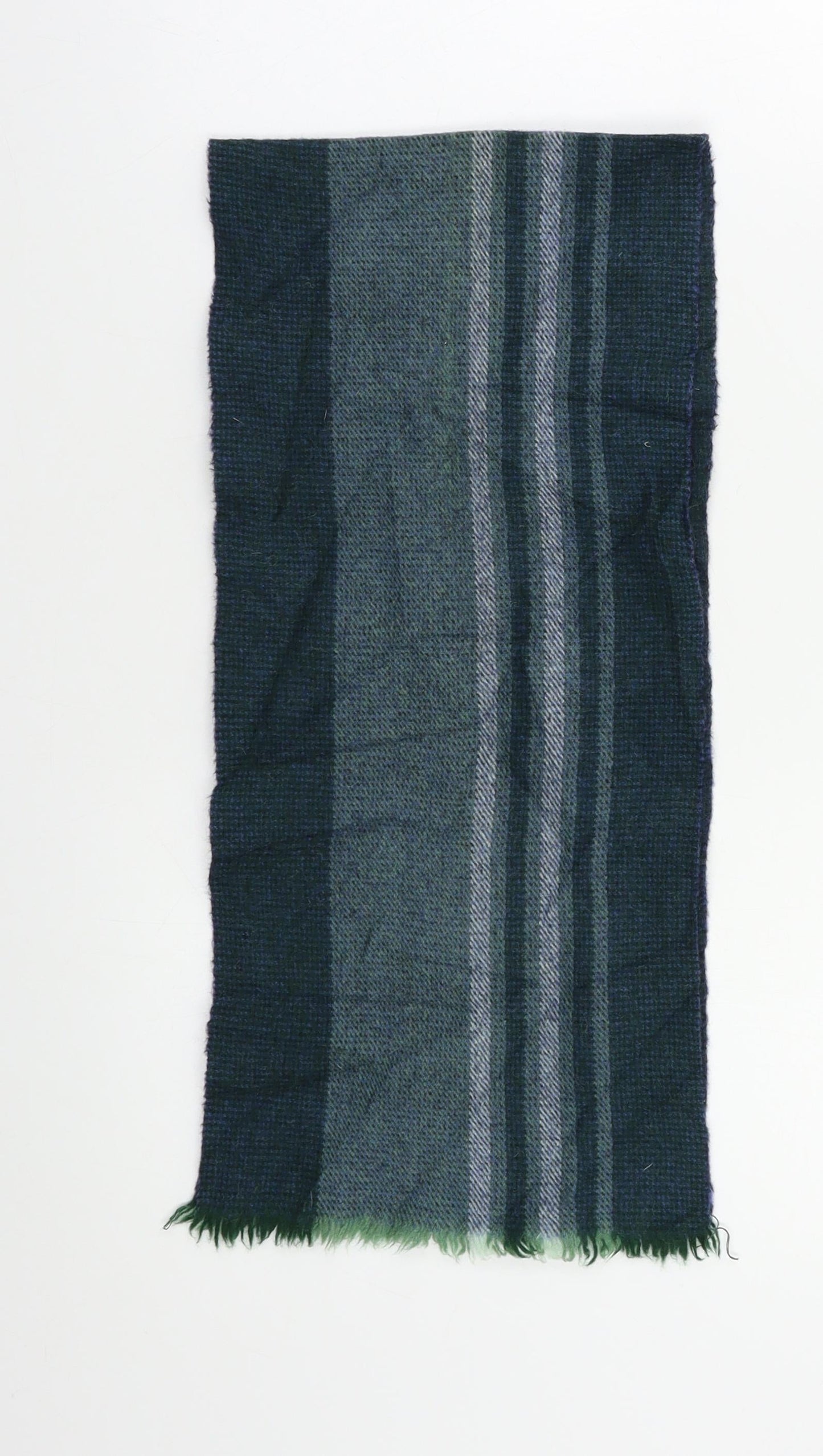 Preworn Mens Green Striped Scarf Size Regular