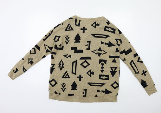 FOREVER 21 Womens Beige Geometric Pullover Jumper Size S