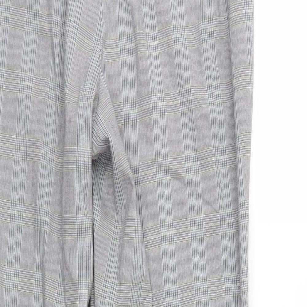 Marks and Spencer Womens Grey Check Trousers Size 12 L28 in