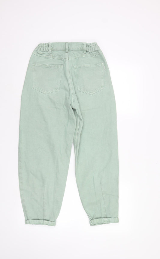 Bershka Womens Green Denim Straight Jeans Size 4 L26 in