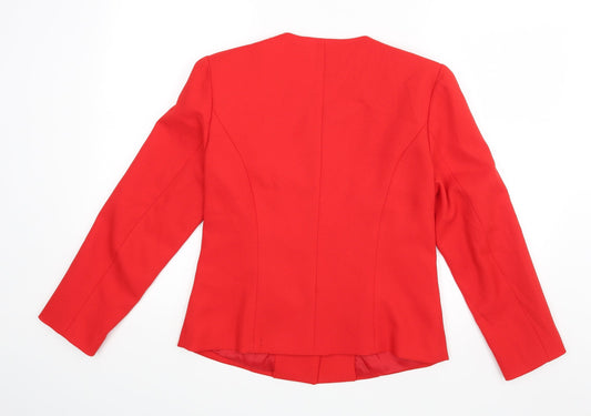 sandy tai Womens Red Striped Jacket Blazer Size S