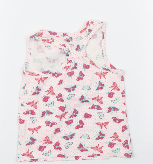 Young Dimension Girls White Animal Print Basic Tank Size 2 Years - butteflies