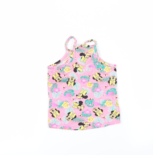 Primark Girls Pink Floral Basic Tank Size 2-3 Years - MINNIE MOUSE