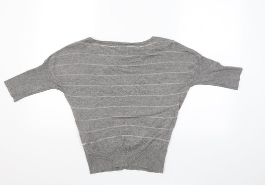 HOOCH Womens Grey Striped Pullover Jumper Size 8