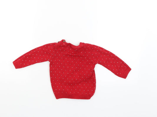 F&F Boys Red Pullover Jumper Size 12-18 Months