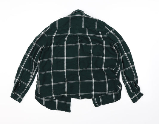 H&M Womens Green Check Basic Button-Up Size 10
