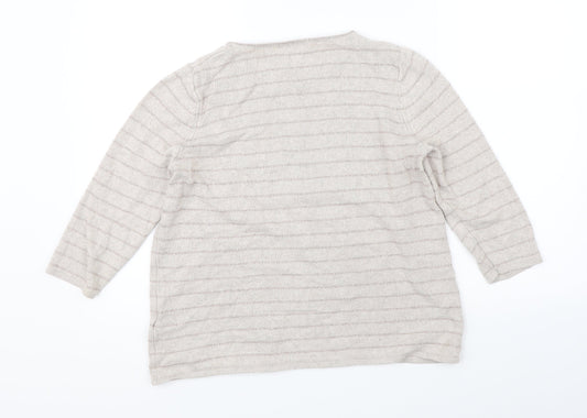 Marks & Spencer Womens Beige Striped Pullover Jumper Size 14