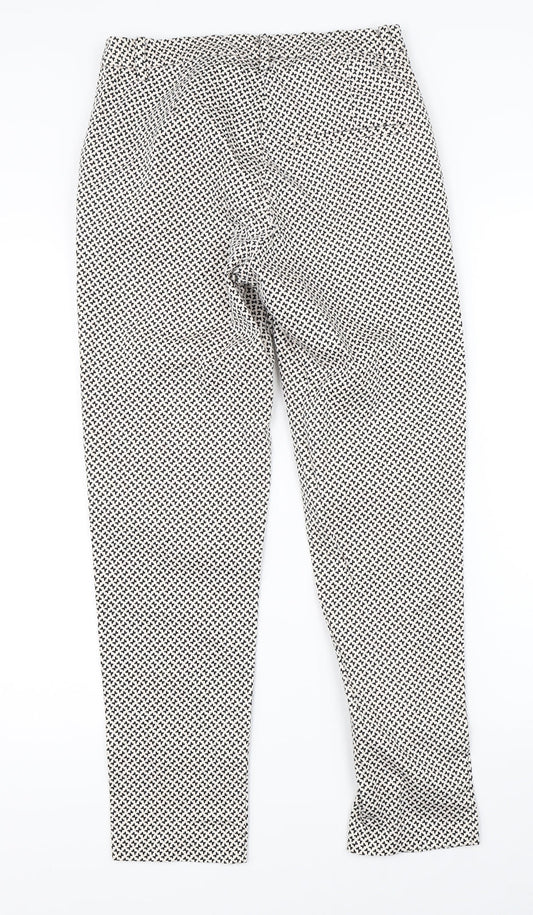 H&M Womens White Polka Dot Dress Pants Trousers Size 10 L26 in