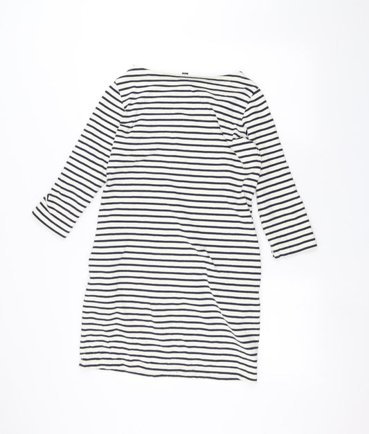 UNI Womens White Striped Pullover Jumper Size XS