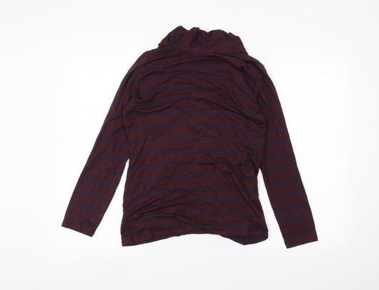 Marks and Spencer Womens Red Striped Cardigan Jumper Size 10