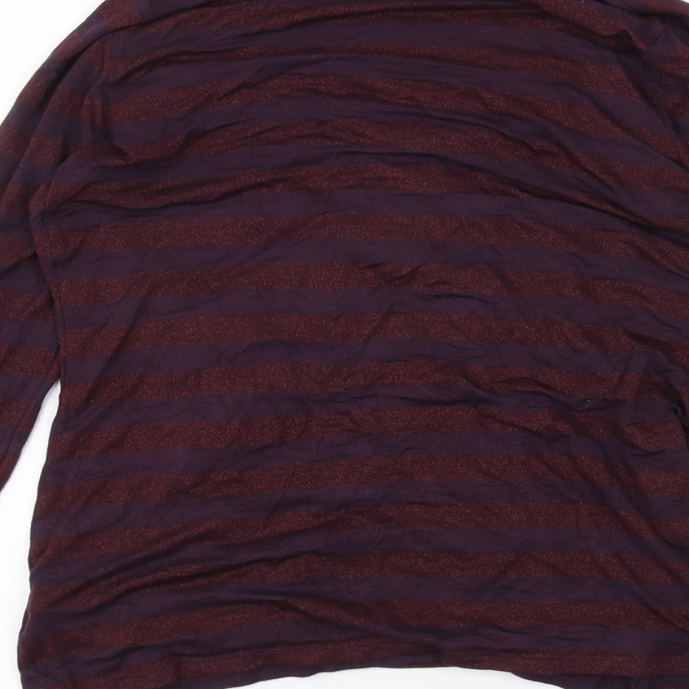 Marks and Spencer Womens Red Striped Cardigan Jumper Size 10