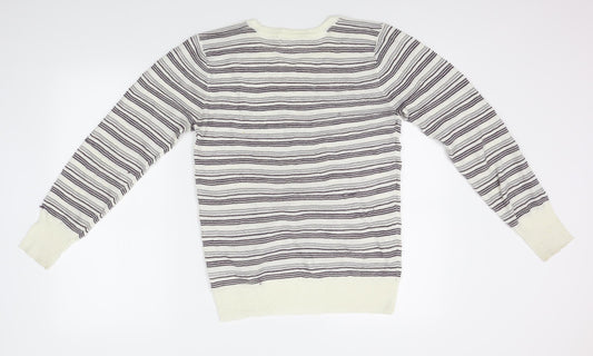 NEXT Womens White Striped Pullover Jumper Size 12