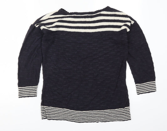 Per Una Womens Blue Striped Pullover Jumper Size 14