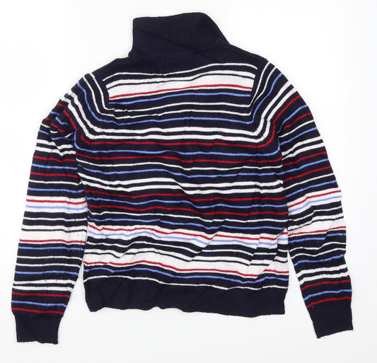 EWM Womens Blue Striped Knit Pullover Jumper Size 10 - Red