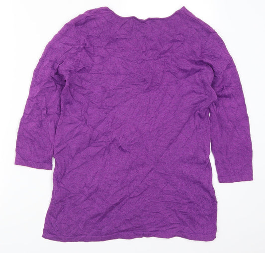 CMT Womens Purple Cardigan Jumper Size M - Flowers