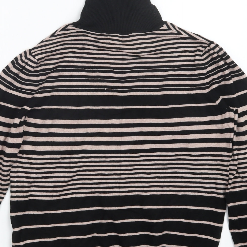 Classic Womens Black Striped Pullover Jumper Size 14