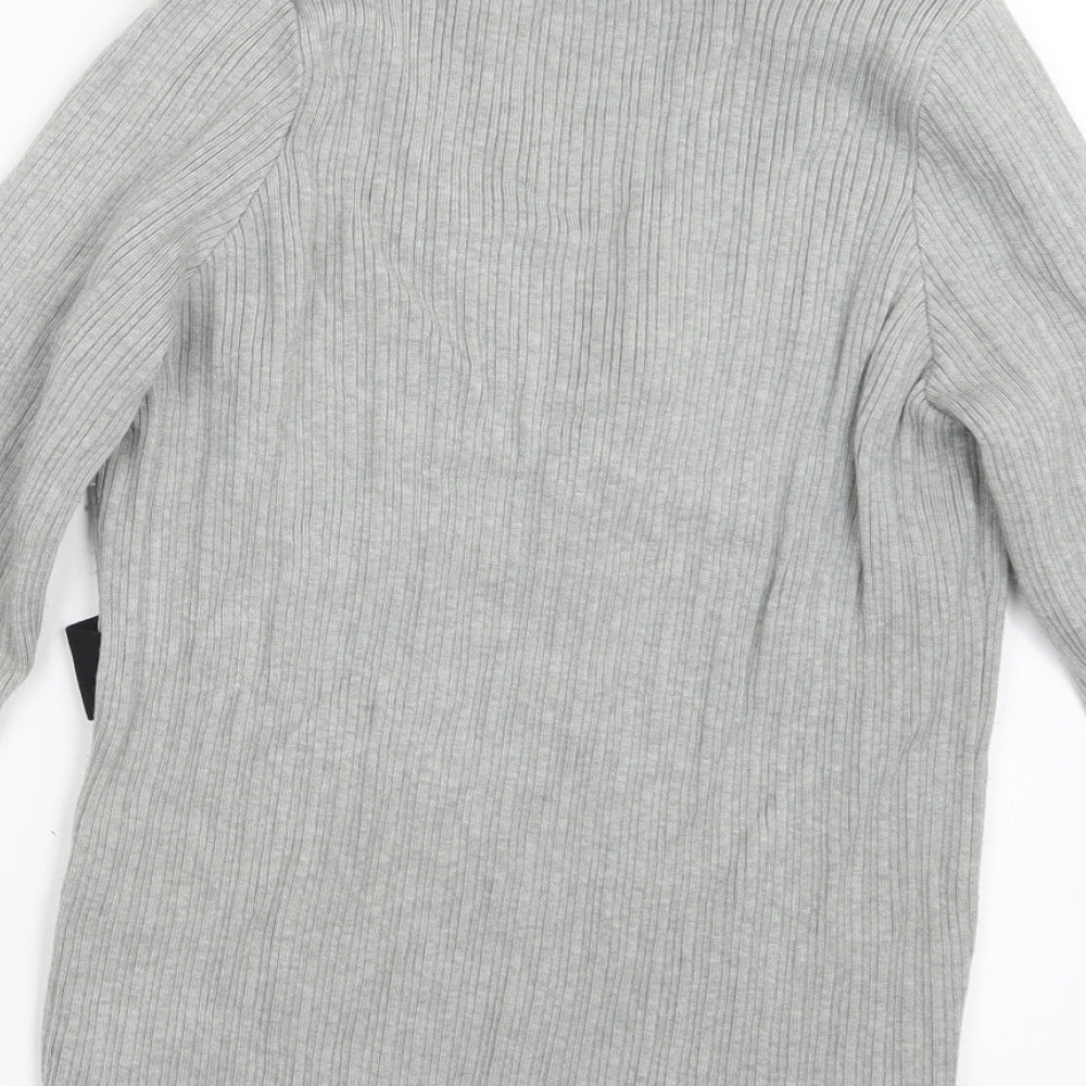 Brand and care label for ASOS women’s grey knit jumper, size UK 16