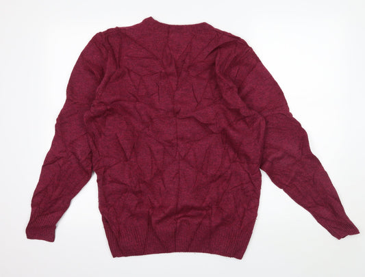 Easy Mens Purple Knit Pullover Jumper Size M