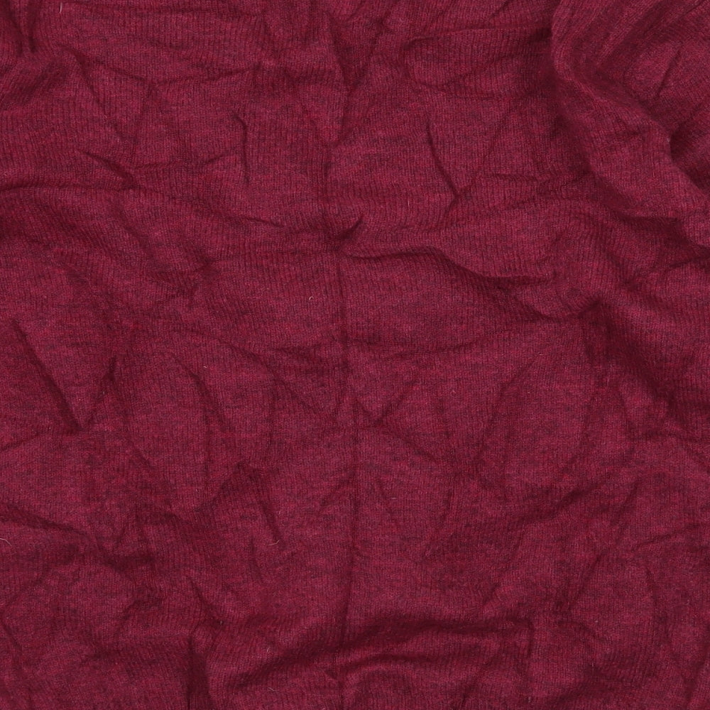 Brand and care label for Easy men’s purple knit jumper, size M
