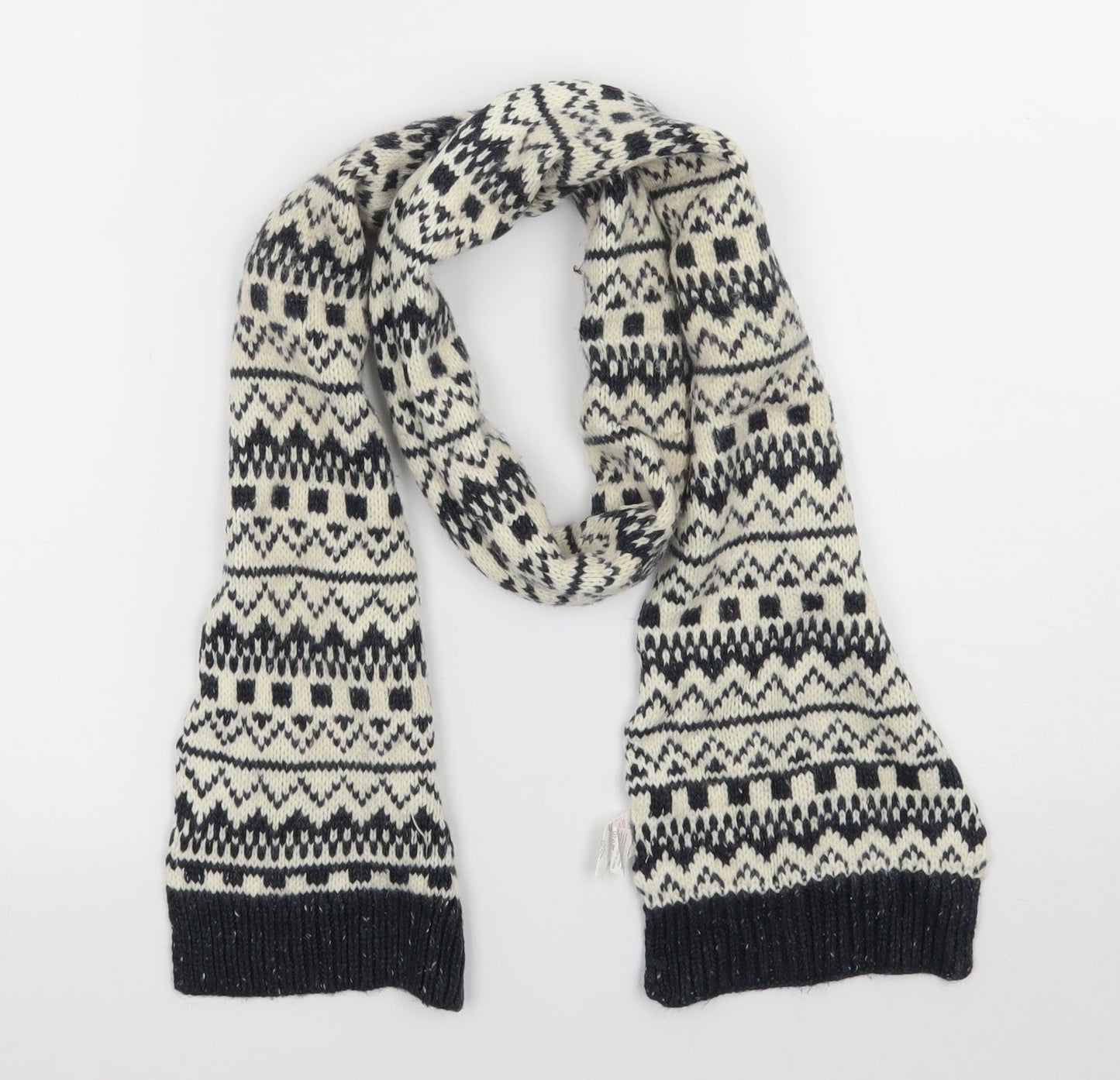 Preworn Womens Ivory Geometric Knit Scarf