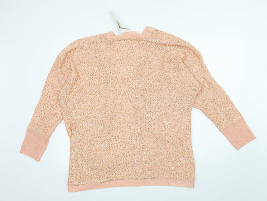 Note Womens Orange Knit Cardigan Jumper Size 16