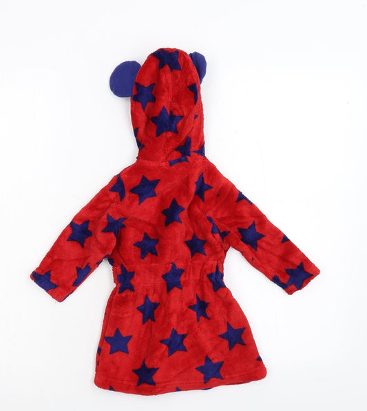 Disney Boys Red Geometric Fleece Kimono Robe Size 3-6 Months - Mickey Mouse