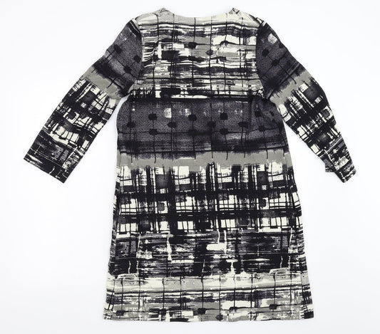 TOUPY Womens Black Geometric A-Line Size S