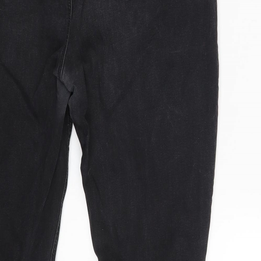 Brand and care label for Denim Co. women’s black denim skinny jeans, size UK 14, 25-inch leg