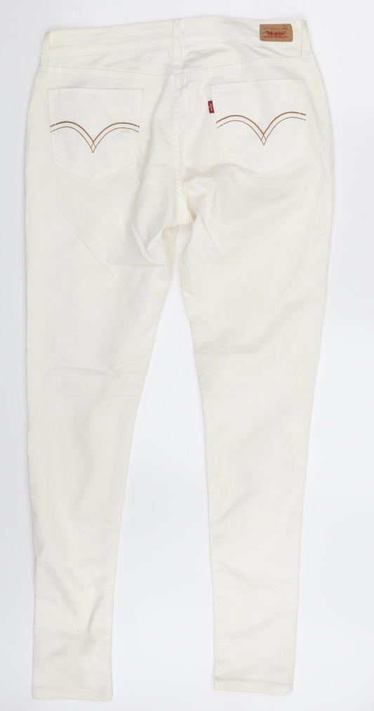 535 Womens Ivory Denim Skinny Jeans One Size L30 in