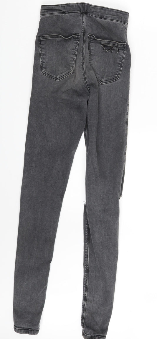 Topshop Womens Grey Denim Skinny Jeans One Size L34 in