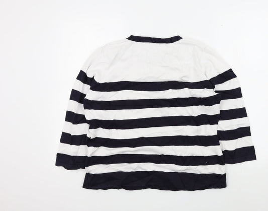 cc Womens White Striped Pullover Jumper Size L