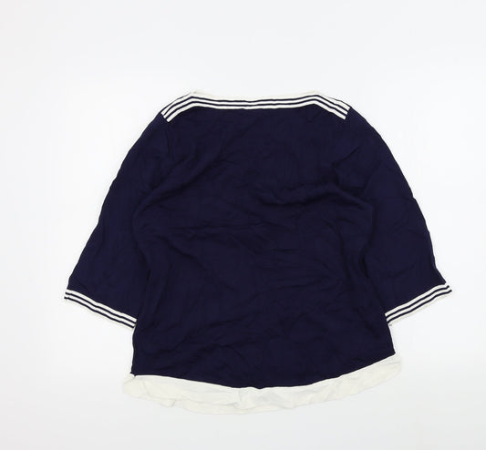 text Womens Blue Pullover Jumper Size M