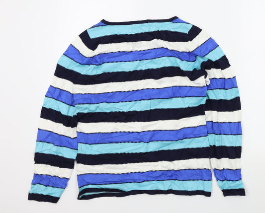 Isla Womens Blue Striped Pullover Jumper Size 10
