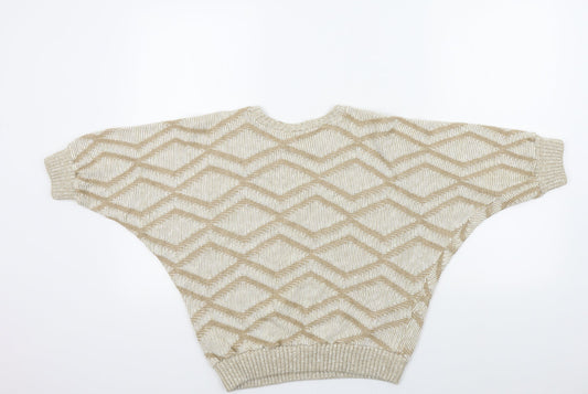 Demart Womens Brown Geometric Pullover Jumper Size S