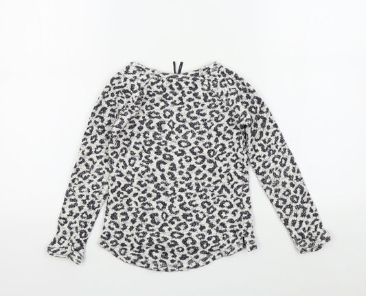 NEXT Girls White Geometric Pullover Jumper Size 7 Years