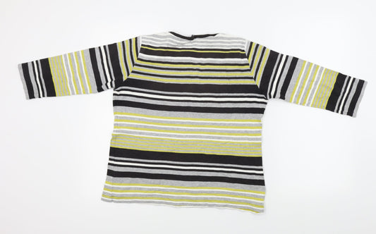 hle Womens Grey Striped Basic T-Shirt Size M